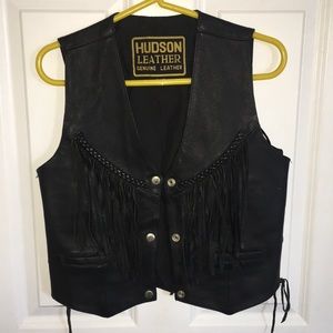 Hudson Leather Motorcycle Vest Vintage Leather jacket